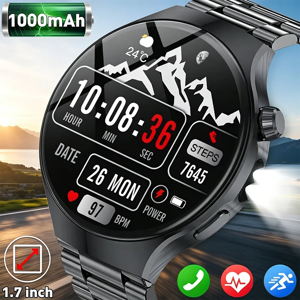 

New Smart Watch Man 1000mAh Long Standby Outdoor Smartwatch Men IP68 Waterproof Heart Rate Sport BT Call Big Battery Smart watch