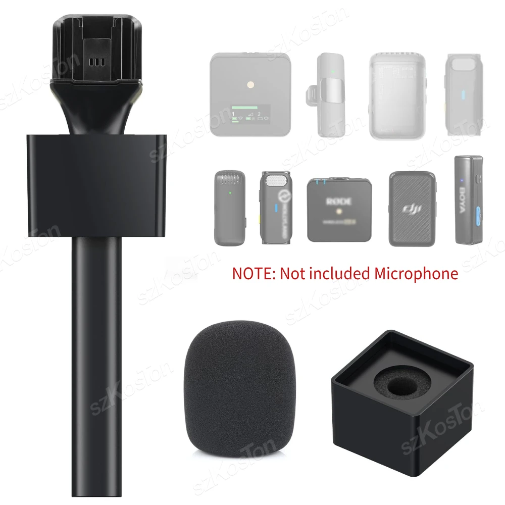 Wireless Interview Handle Microphone Adapter Compatible with DJI Rode Wireless GO Mic for Vlogging Podcast Reporters YouTube