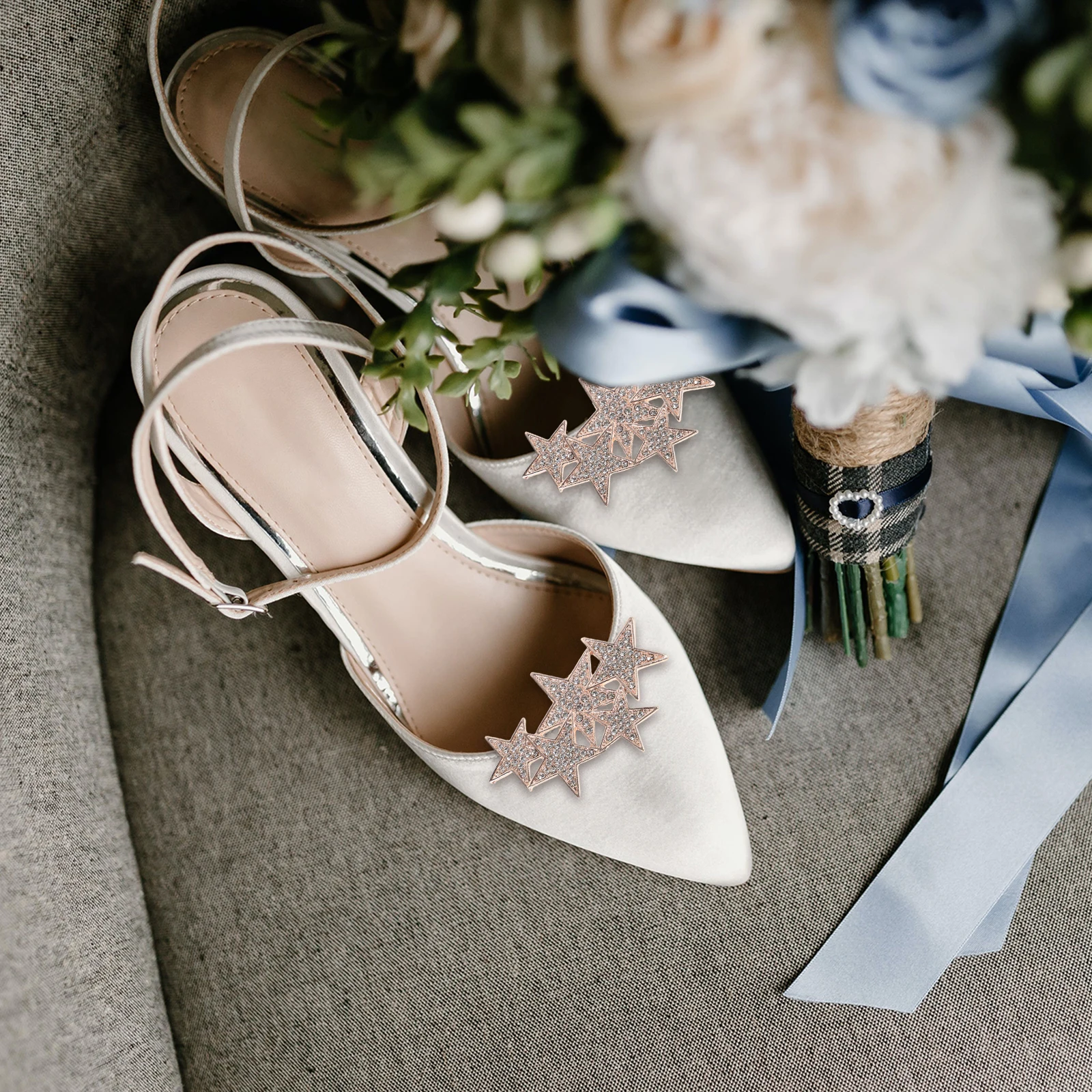 

2 Pcs Five-pointed Star Shoe Buckle Detachable Buckles High Heel Clips Bridal Embellishments