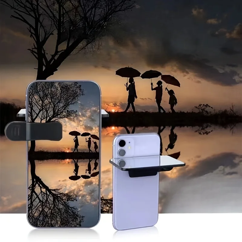 أداة تصوير بعدسة انعكاسية لهواتف iPhone/Android - ملحق مرآة محمول - ملحق تصوير للسفر (لا حاجة إلى بطارية)