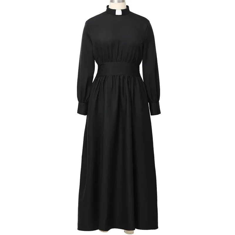 Clergy Dress for Women Pastor Priest Tab Collar Audrey Hepburn Roman Cleric Preacher Minister Clerical Costume