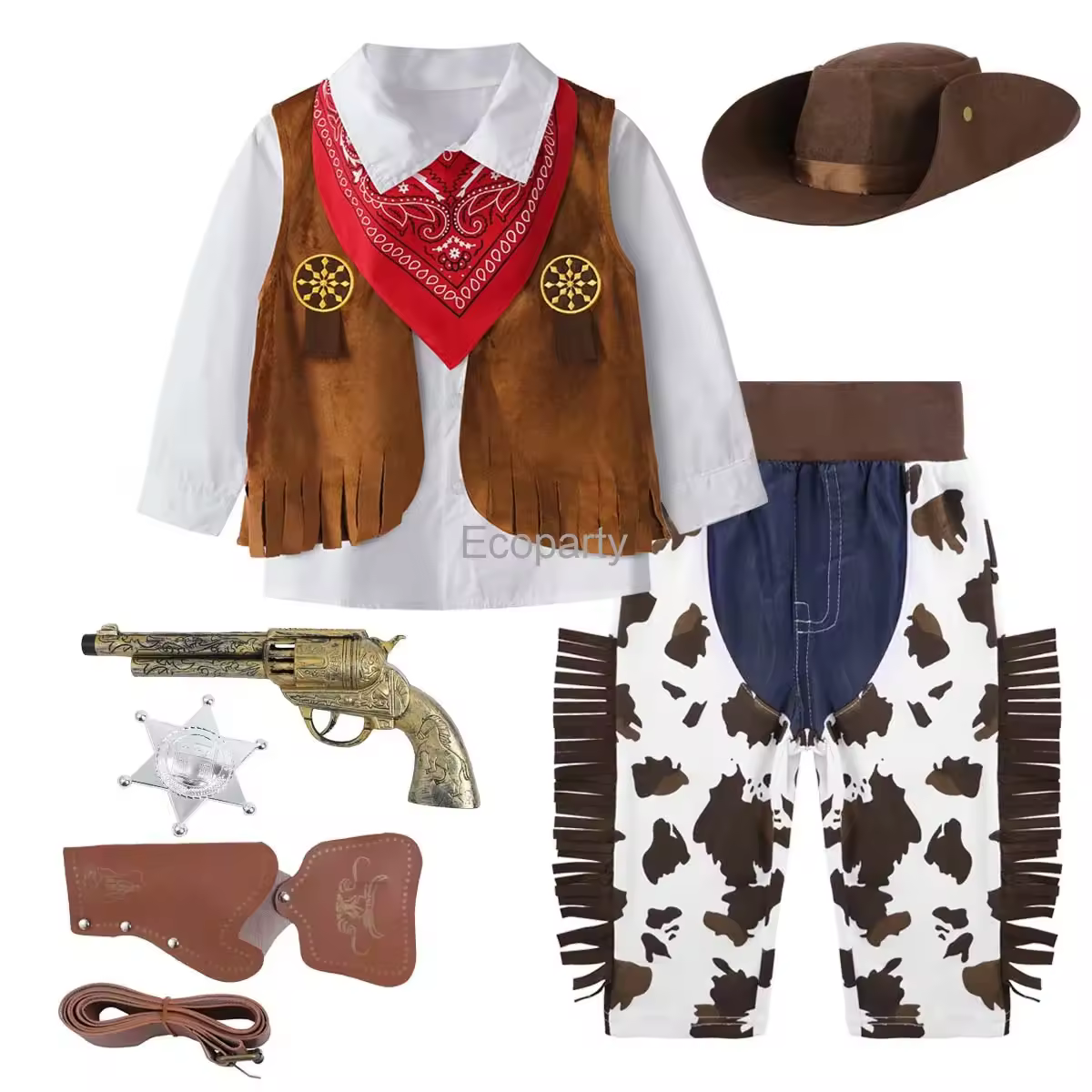 Costume de Cowboy Western pour Enfant Garçon, Tenue de Spectacle sur Scène, Cosplay de Pourim, Nouvelle Collection