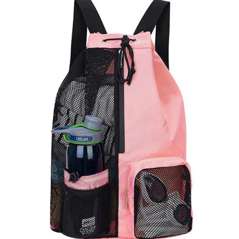 

Mesh Drawstring Swimming Bag with Wet Pocket Beach Backpack Gym Workout Gear Bag