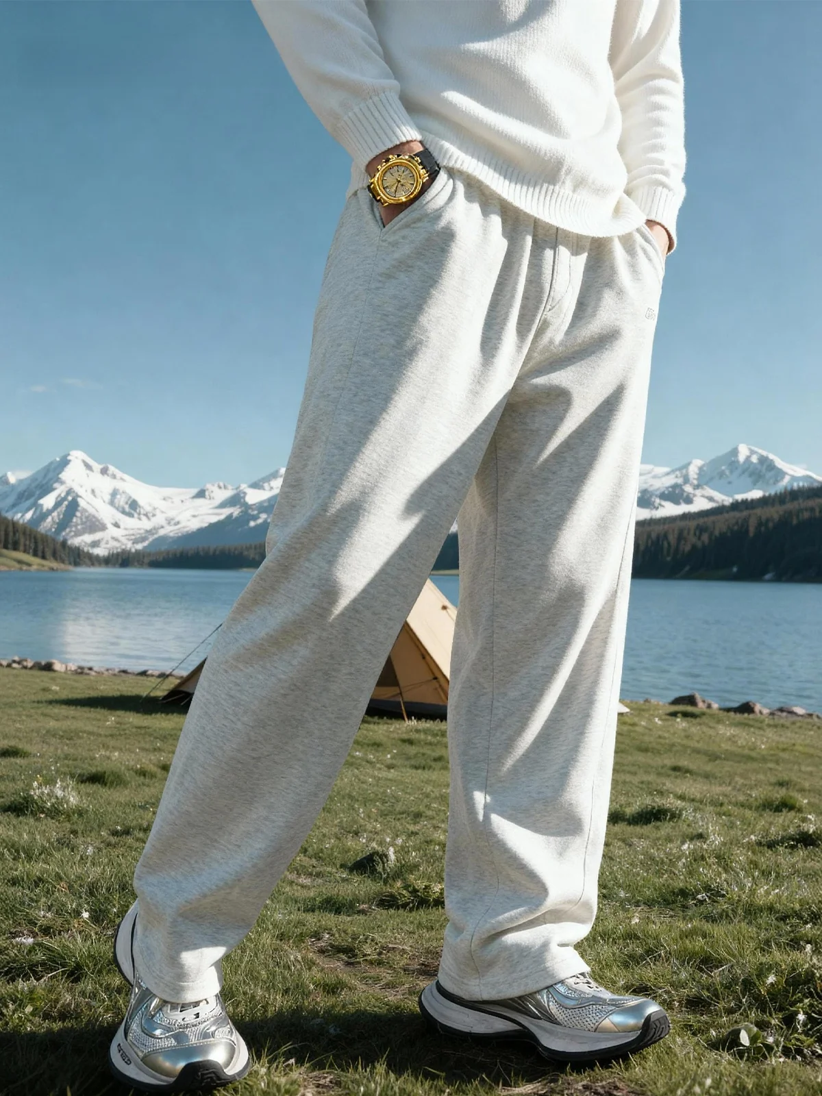 

Men's Loose Fit Straight Leg Casual Pants Fitn Running Sportswear Pure Color Wide Leg Pants Autumn Winter Faion Trend