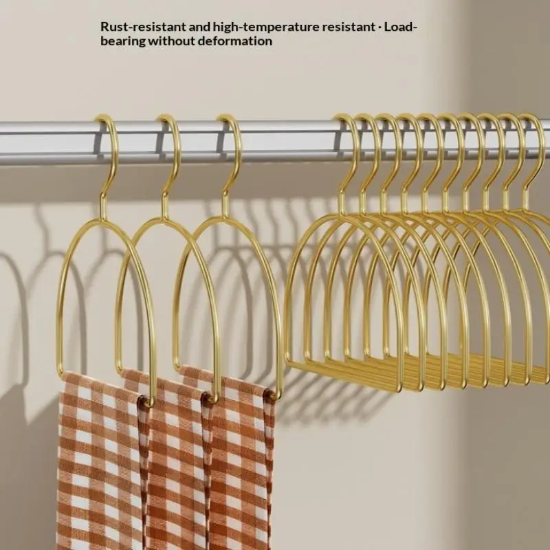 Hot 5PCS Gold Iron Half Round Scarf Hangers Pet Clothes Rack Storage Hanger For Pants Towel Tie,Closet Organizer For Adult Kids