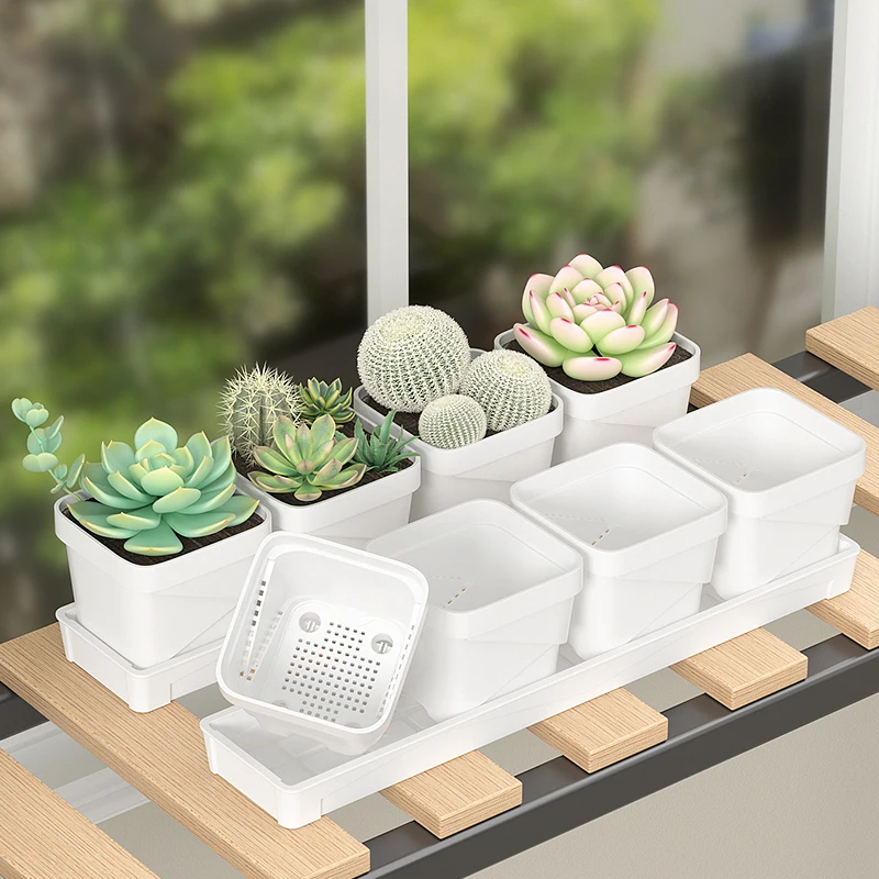 Nordic-Style Succulent Flower Pots: High-Quality Resin Small Planters for Pothos & Greenery, New Square Design