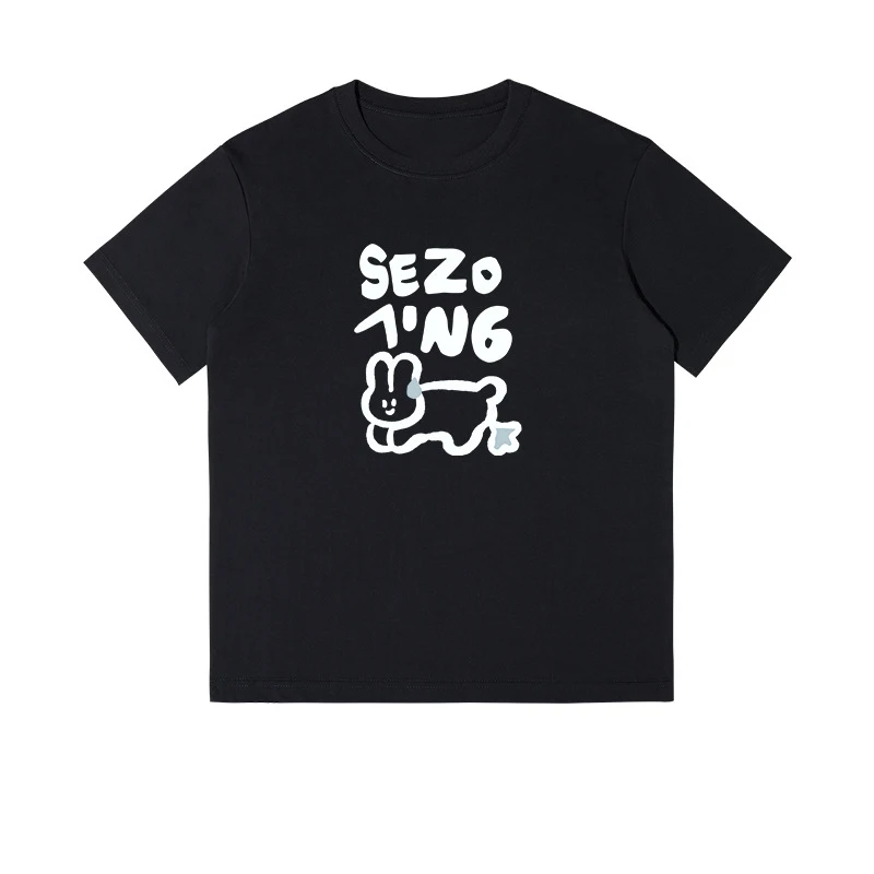 

Pure cotton t-shirt with round neck for men, loose shirt that goes with everything Half sleeve top summer novelty