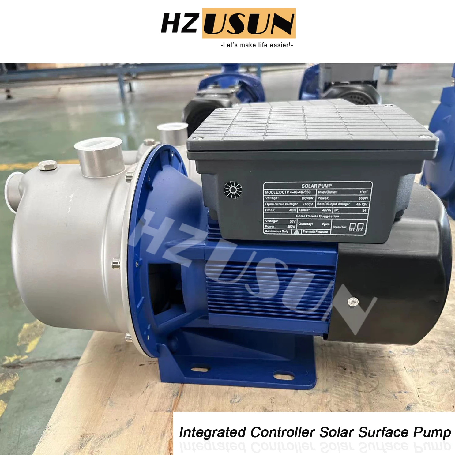 HZUSUN 550W Solar Kit Jet Booster Pumping DC 48V Brushless Motor Centrifugal Solar Surface Clean Water Transfer Pump Price