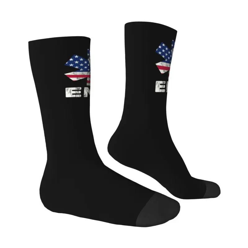 Kawaii Printing EMT US Flag Star Of Life Socks for Men Women Stretch Summer Autumn Winter Patriotic Crew Socks