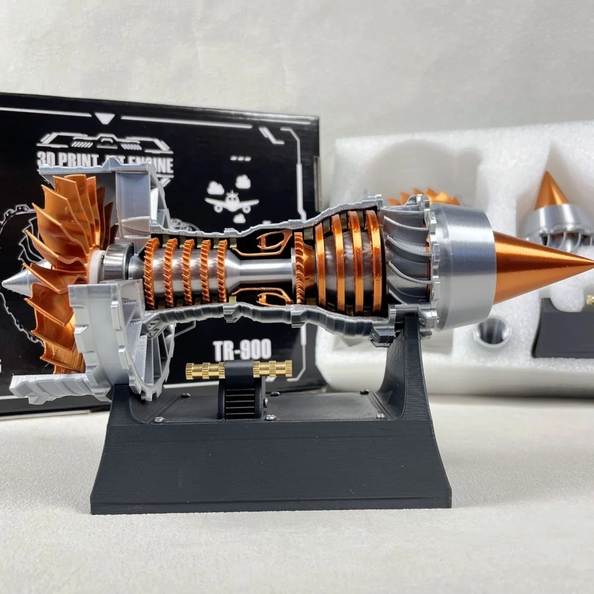 

23.5CM Mini TR900 Small Turbofan Engine Model Kit DIY Low Speed Turbofan Engine Assembly Toy Stem Kit for Adults Kids