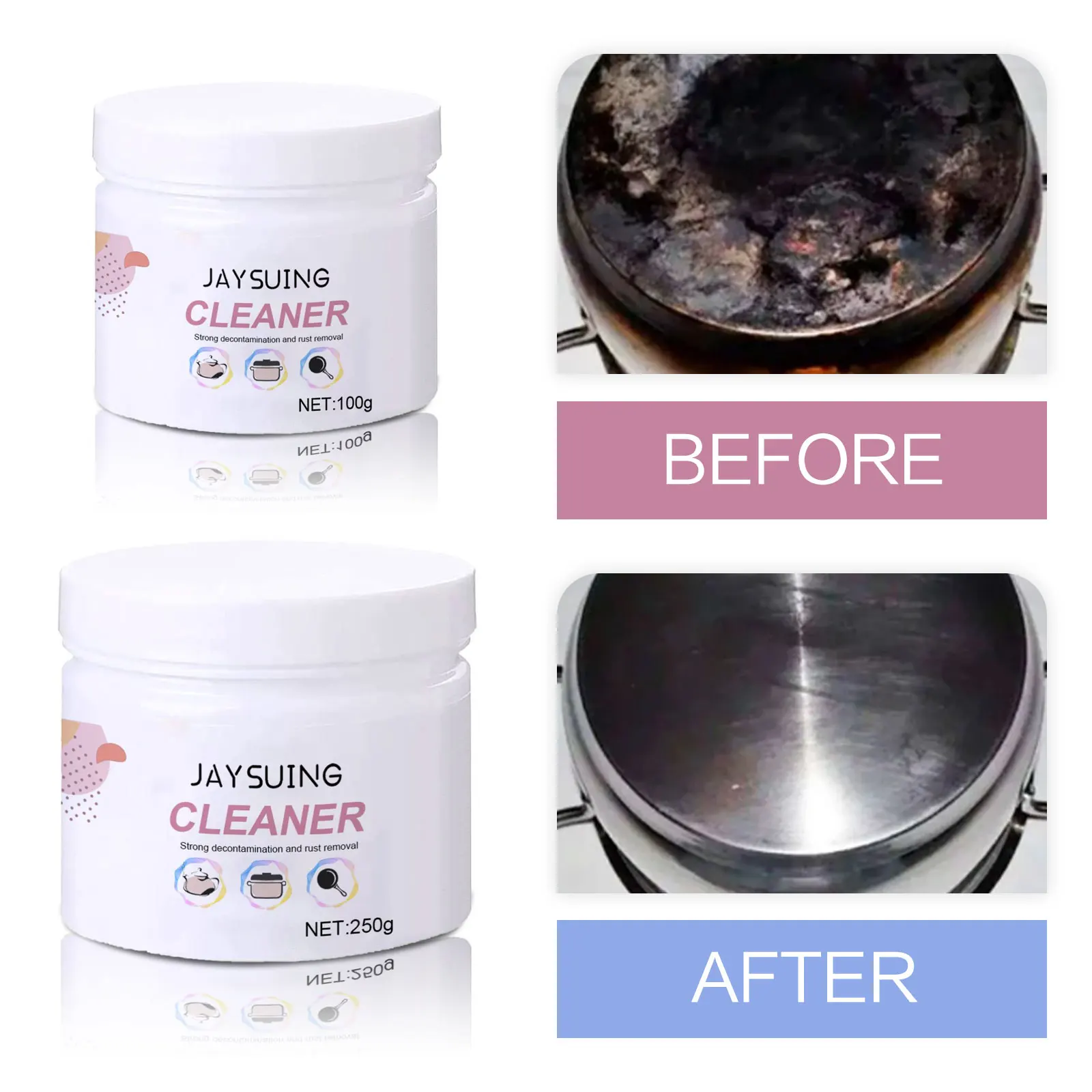 Kitchen Heavy Oil Cleaner Detergent Dirt Oil Stain Away Strong Degreasing Cooktop Pot Stove Rust Remover Grease Cleaning Powder