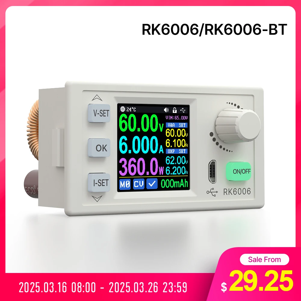 RD RK6006 RK6006-BT 60V 6A 4 digit Communication Adjustable DC to DC Step Down Voltage Bench Power Supply Buck converter