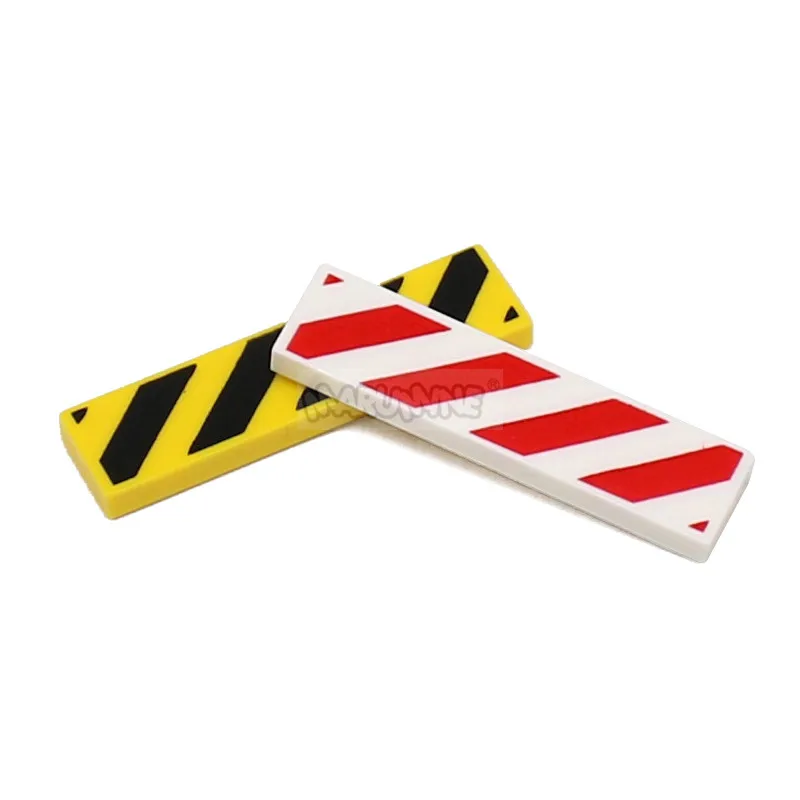 Marumine 1x4 Tile Warning Signs 20PCS MOC Bricks Danger Stripe Part Build Block Accessories Fit with 2431 p52 Plate Barricade