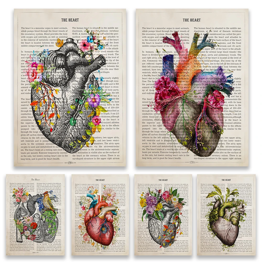 

Hospital Ar Decor Heart Flower Anatomy Print Medical Poster Canvas Painting Medical School Cardiology Art Home Office Room Decor