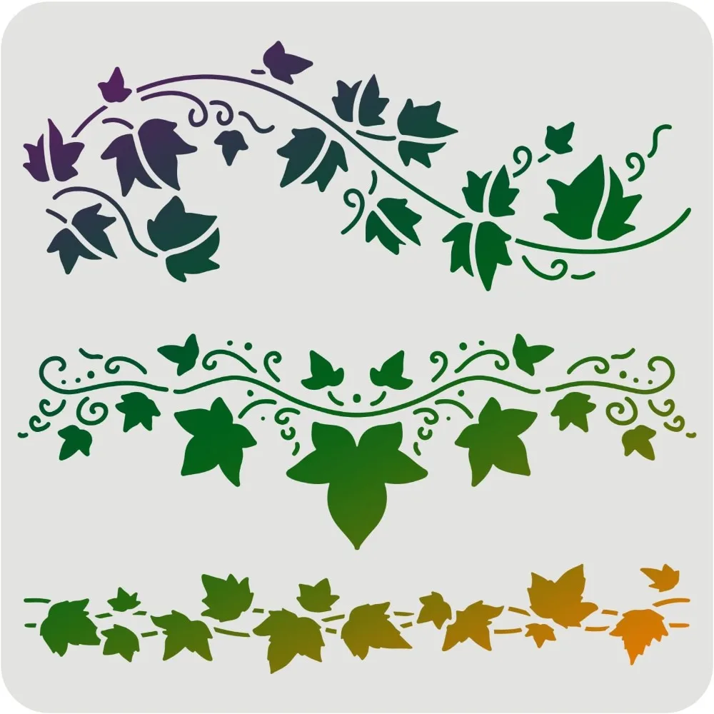 Ivy Classic Wall Border Leaf Stencils - 11.8x11.8 inch Reusable Vine Stencil for Painting on Wood Paper Fabric Floor Wall