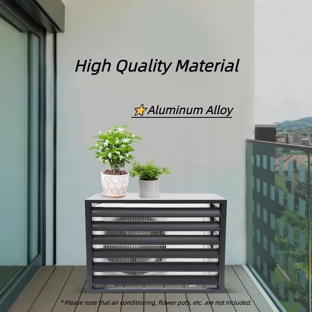 エアコンフェンス 39.37インチx19.69インチx27.56インチ 屋外ユニット用プライバシーフェンスカバー、アルミニウム合金エアコンカバー