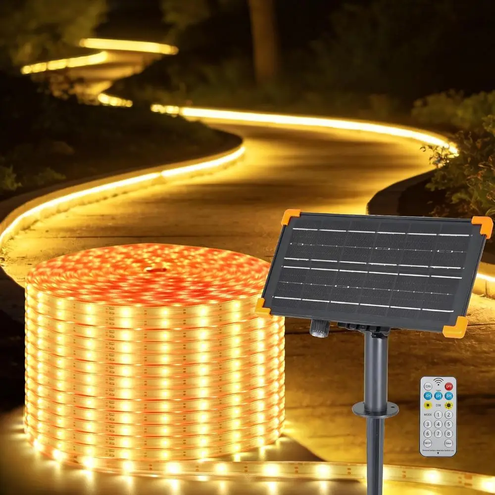 

66ft 640 LED Dimmable Strip Lights with Remote, Strong Adhesive, IP67 Waterproof for Patio, Garden, Pool, and Camping (Warm Whit