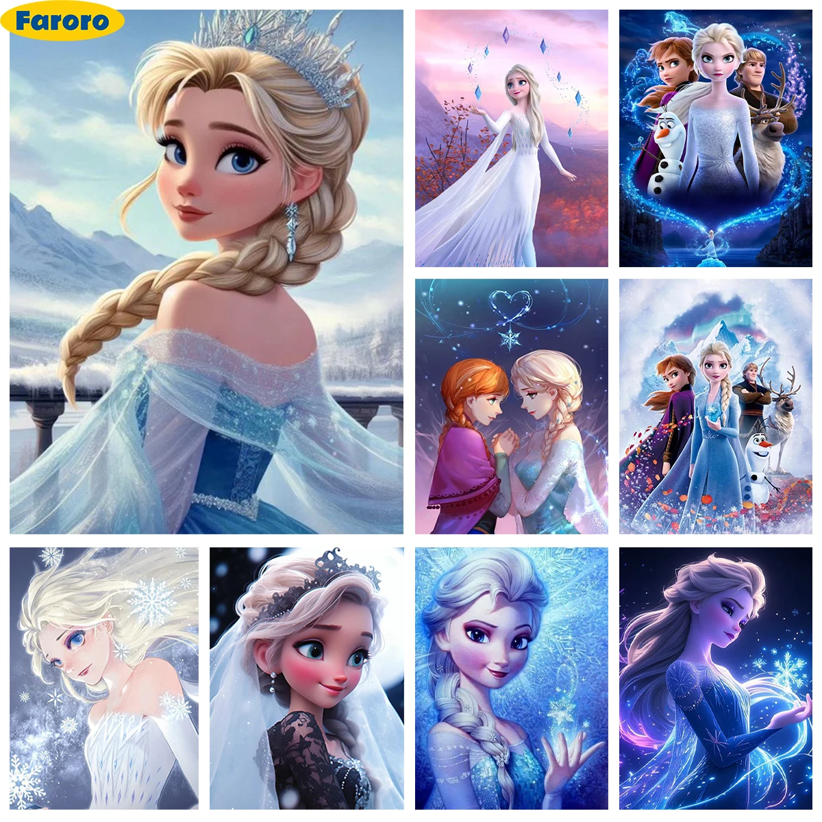 

The Snow Queen Diamond Painting Kit Anna and Elsa Diy Diamond Embroidery Children's Handmade Mosaic Home Wall Decor Girl Gift