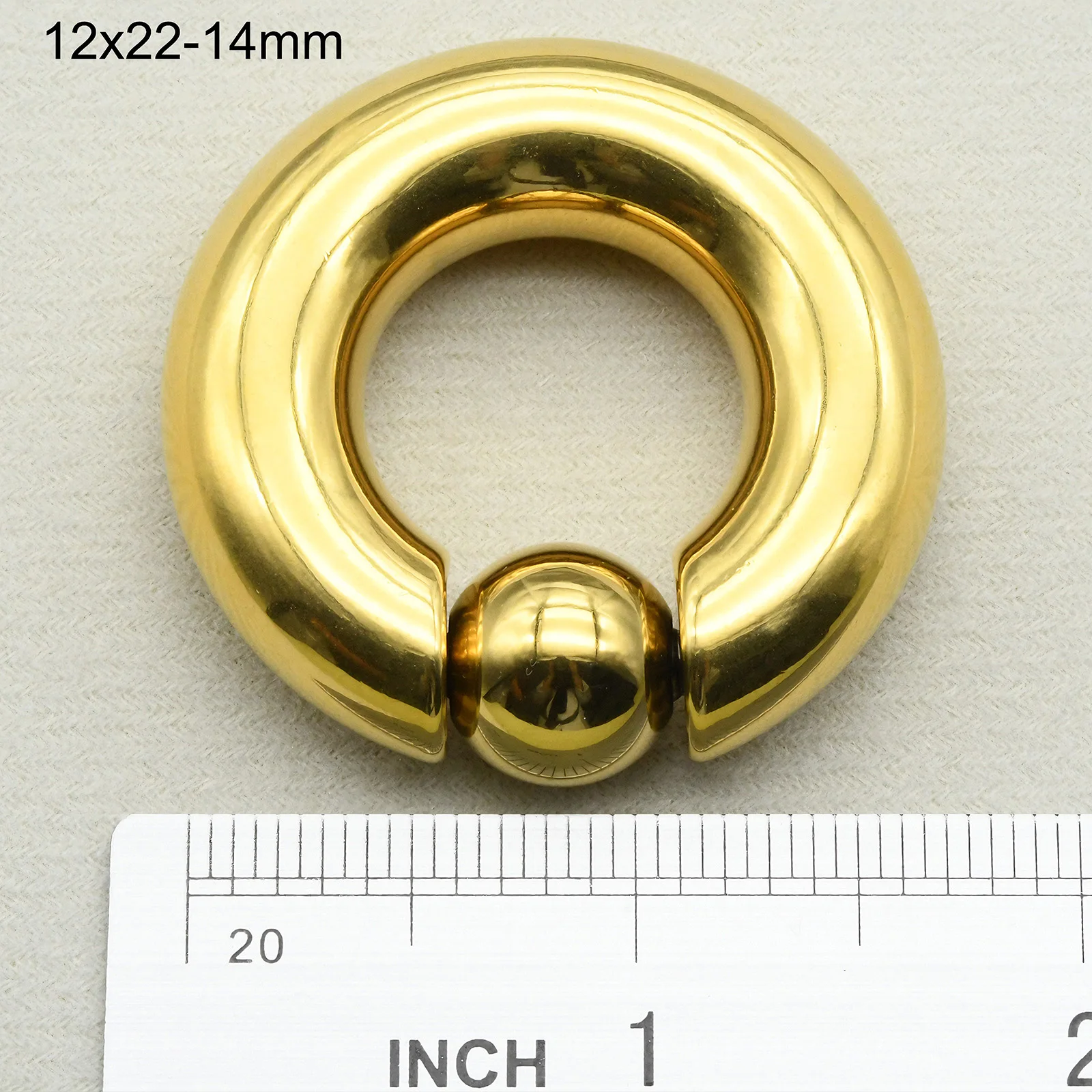 Large Gauge Surgical Steel Septum Piercing Nose Ring, Captive Bead
