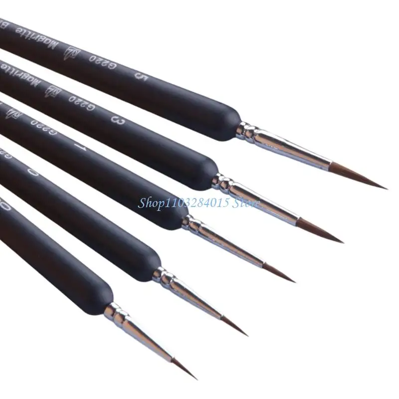 

R6FF Detail Paint Brush Set 5/10Pcs Handle Miniature Brush for Fine Detailing and Acrylic Watercolor Oil Face Painting