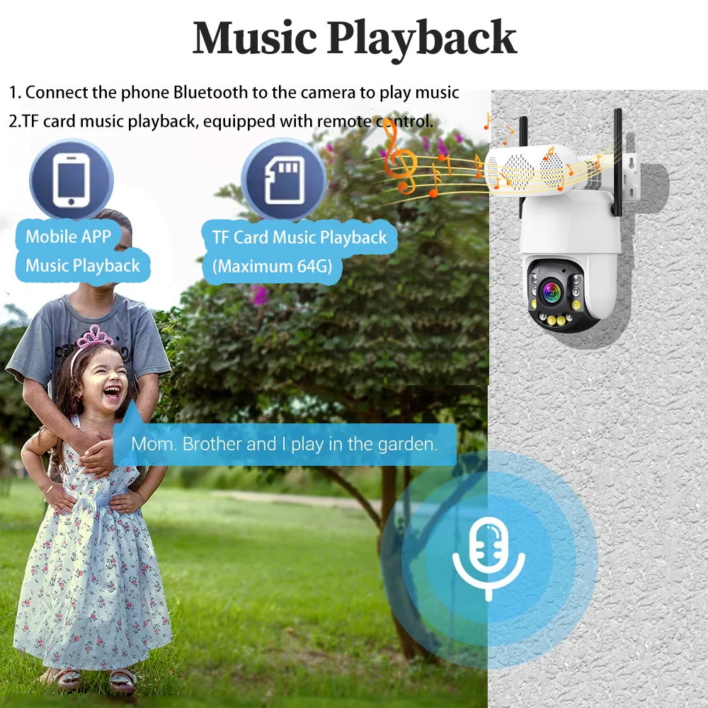 ICsee App 5MP سمّاعات بلوتوث واي فاي PTZ 50X كاميرا زووم مقاوم للماء في الهواء الطلق اللاسلكية Cctv الأمن اللون للرؤية الليلية كاميرا IP #3