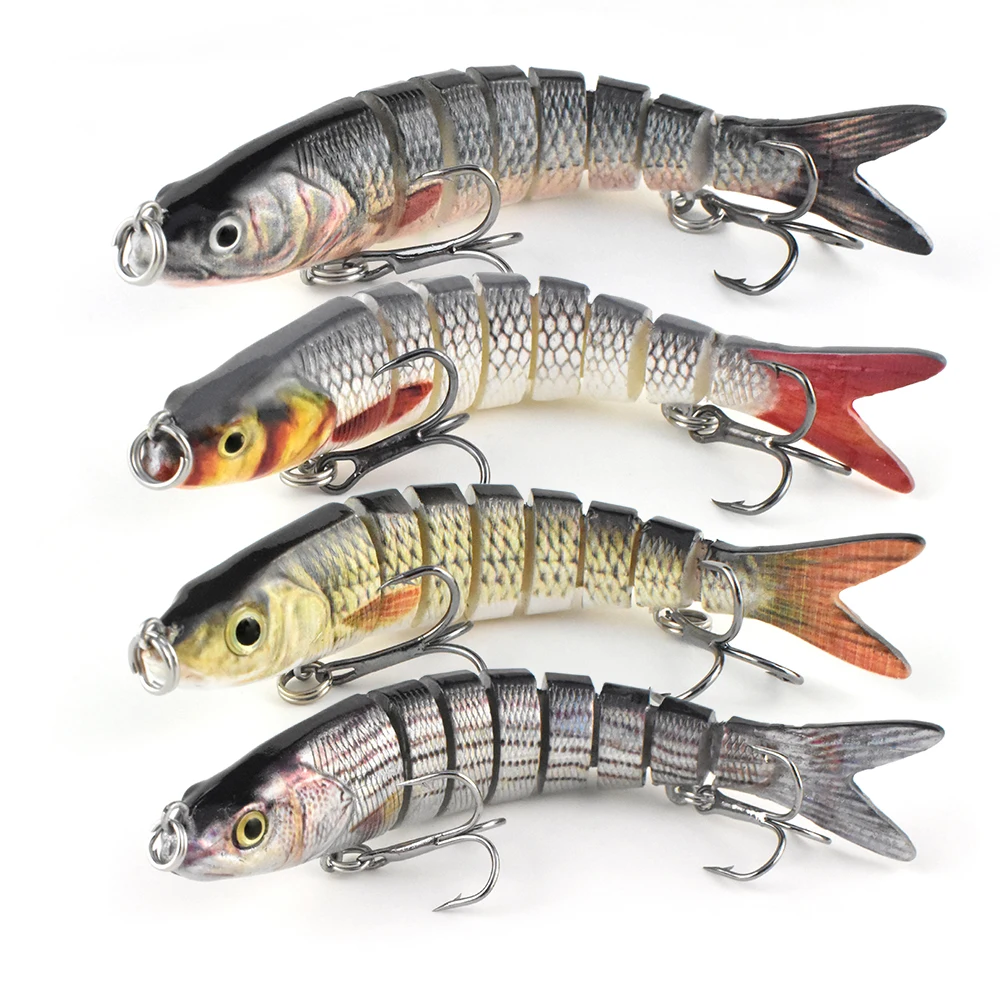 1PCS 8 sections Mini Multi Joint Mimow sinking Hand Carved ABS Hard Bait Freshwater lure Sea Fishing lure  Squid lure