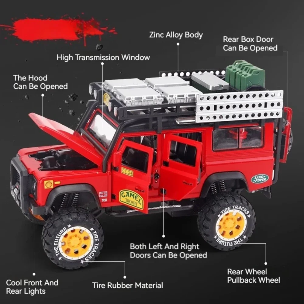 1:28 Land Rover Defender Raptor F150 Modello di Auto Giocattolo In Lega Diecast Tirare Indietro Suono Luce Modelli Fuoristrada Per Bambini Regali di Festa