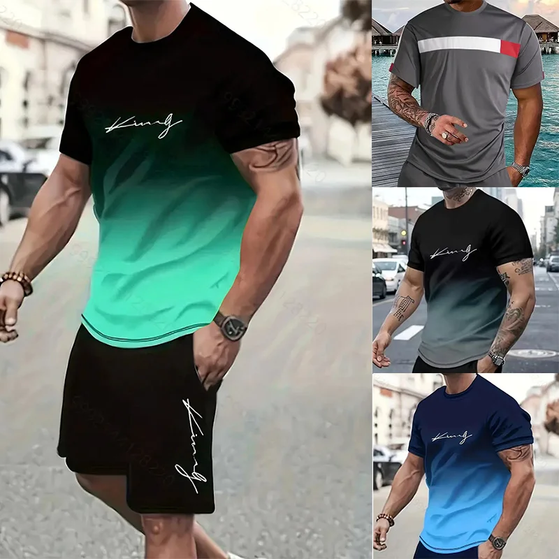 Summer Sports Leisure Suit Hiking Shorts And Short Sleeve Sportswear Shirt Man Ventilate Sportswear Suit Quick Dry Sport Shorts