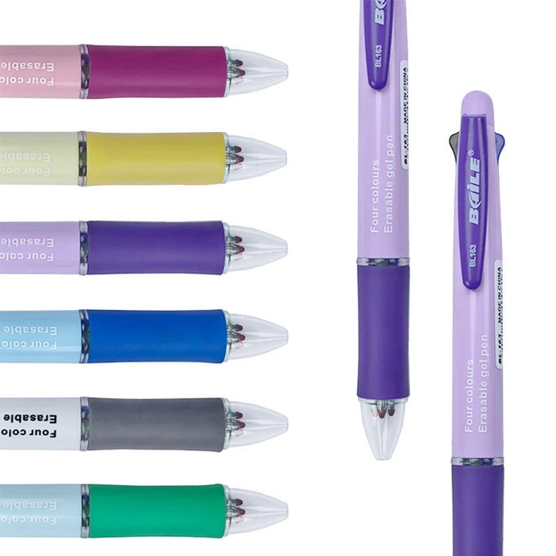 Black Blue Green Red 4 In 1 Erasable Gel Pen with Eraser 0.5mm Magic Refills School Office Kawaii Writing Stationery Supplies