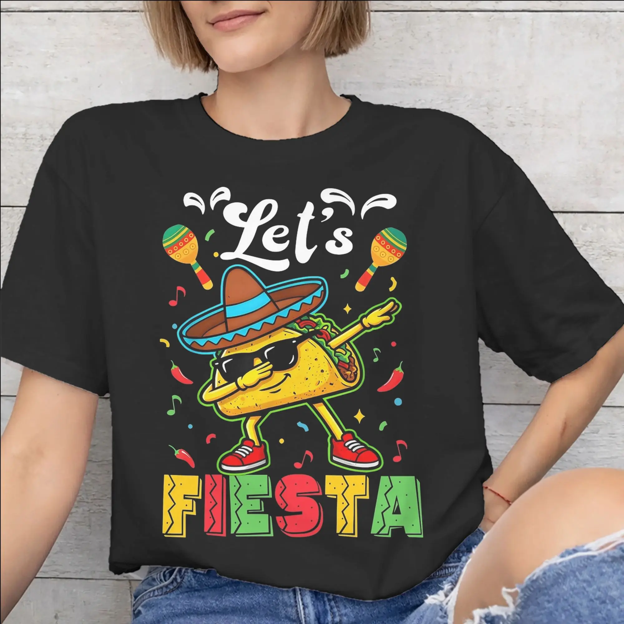 Let's Fiesta Cinco De Mayo  Tee Shirt for Men Women Gift T Shirts  Cotton Clothes
