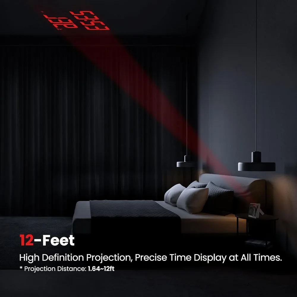 Projector Alarm Clocks for Bedroom,Digital Indoor Outdoor Thermometer Wireless,Efficient and Intelligent,Life Is More Convenient