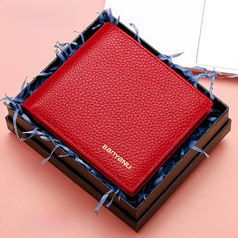 top-layer-cowhide-short-wallet-for-women-compact-simple-design-genuine-leather-money-clip-with-zipper-interior-structure