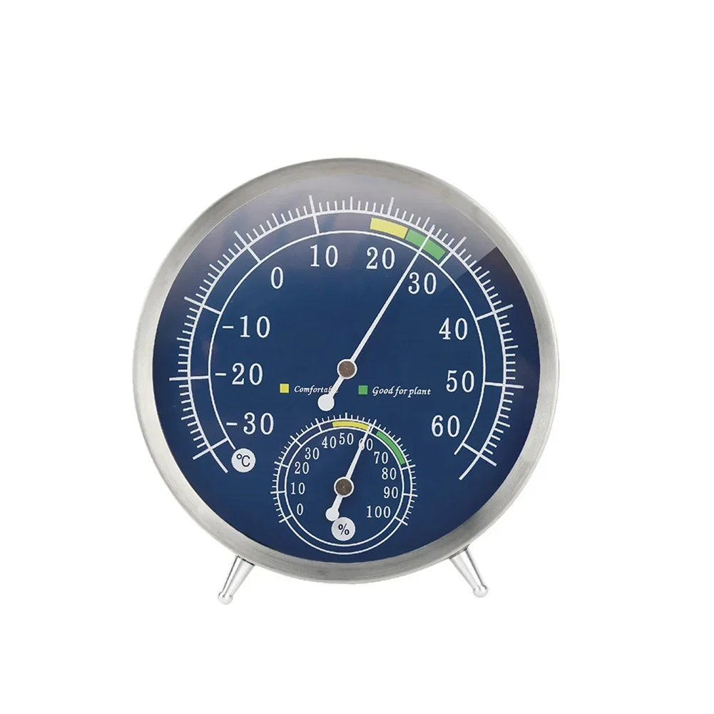 

Stainless Steel Hygrometer And Thermometer Wall Mounted For Home Office 30-60 C Temperature 0-100 RH Humidity Gauge