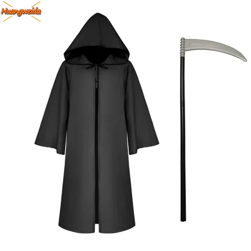 Final Destination Grim Reaper Hook Sickle Kids Cosplay Carnival Halloween Costume for Kids Witch Plague Doctor Reaper of Death O