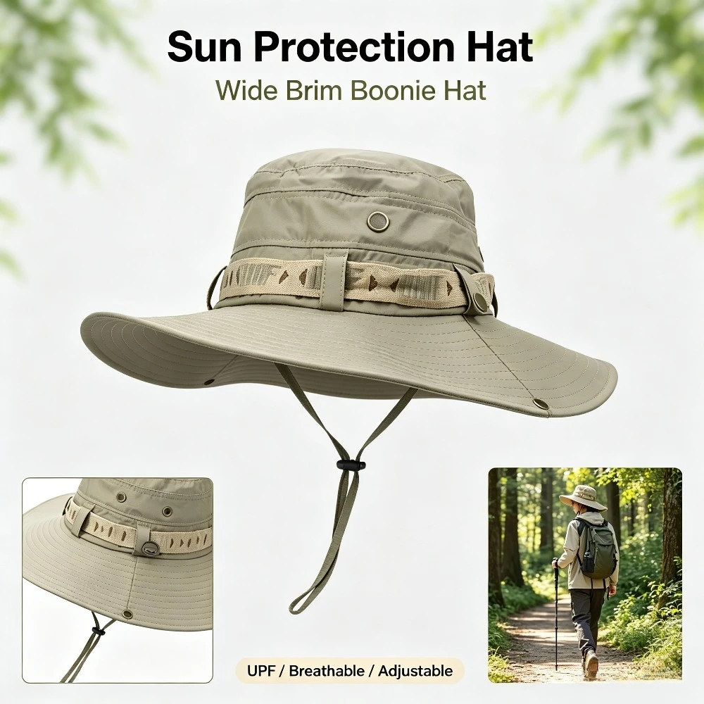 Chapeau Bob d'été pour homme, protection UV, large bord, en maille, pour la pêche, la randonnée, le safari, la plage, casquette pare-soleil