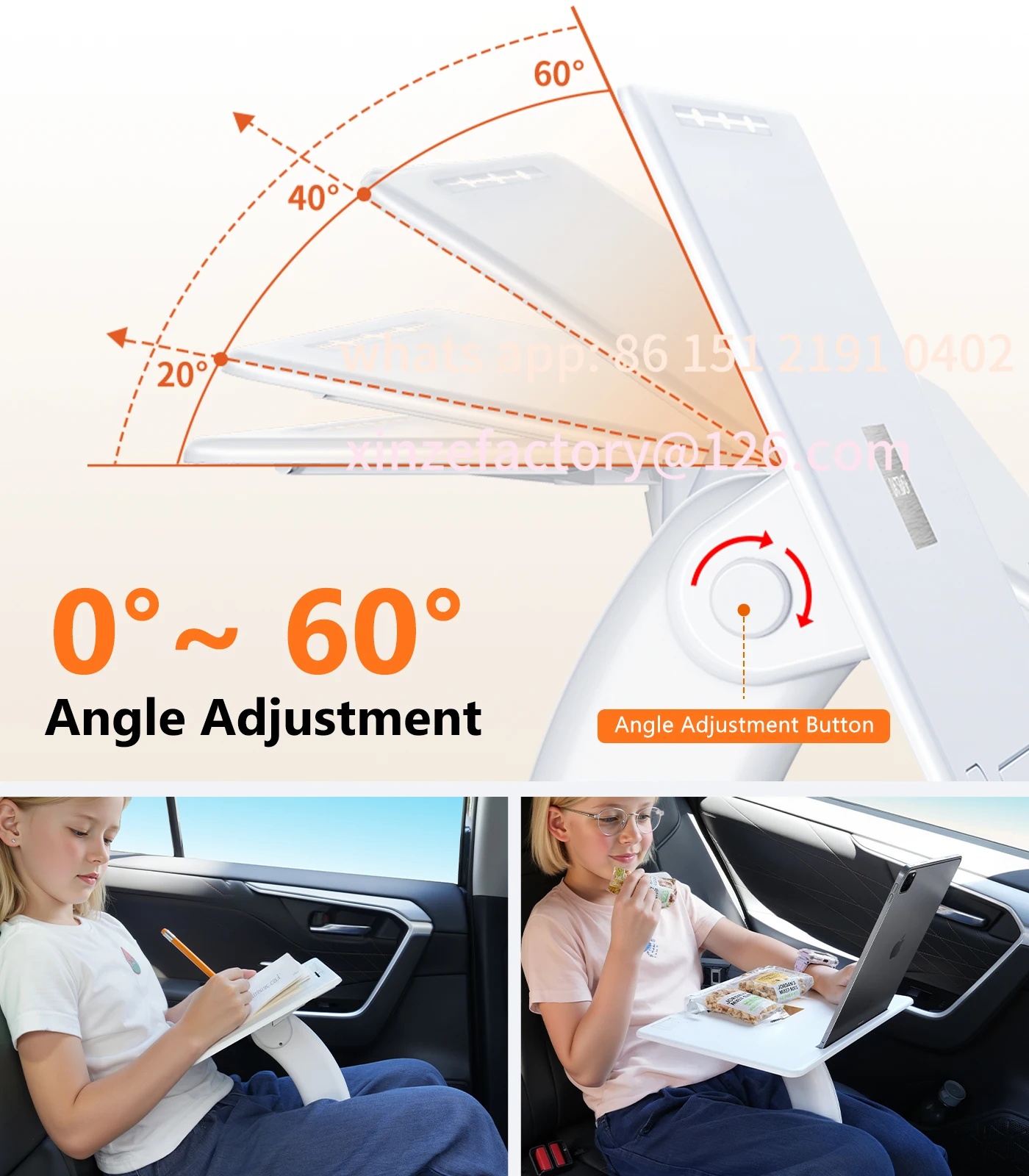 

Customizable Car Laptop Tray Table iPad Tablet Stand Multi-Angle Adjustable Book Reading Holder for kids Car Seat