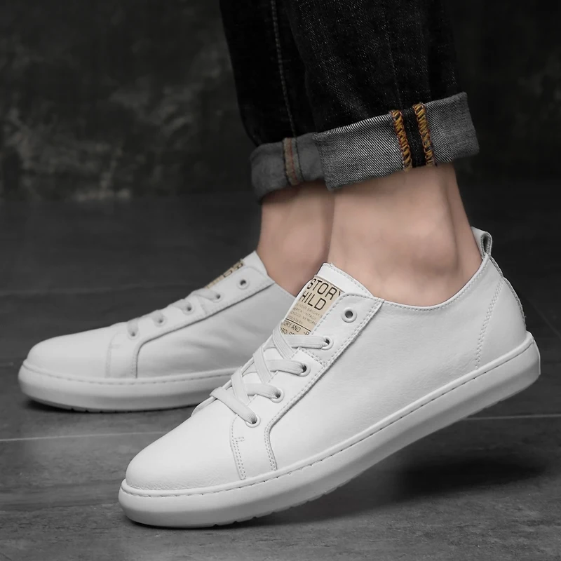 Men Casual Shoes genuine leather fashion Spring Autumn Trend Sneakers outdoor Leisure Flat Shoes men oxfords white shoes for men