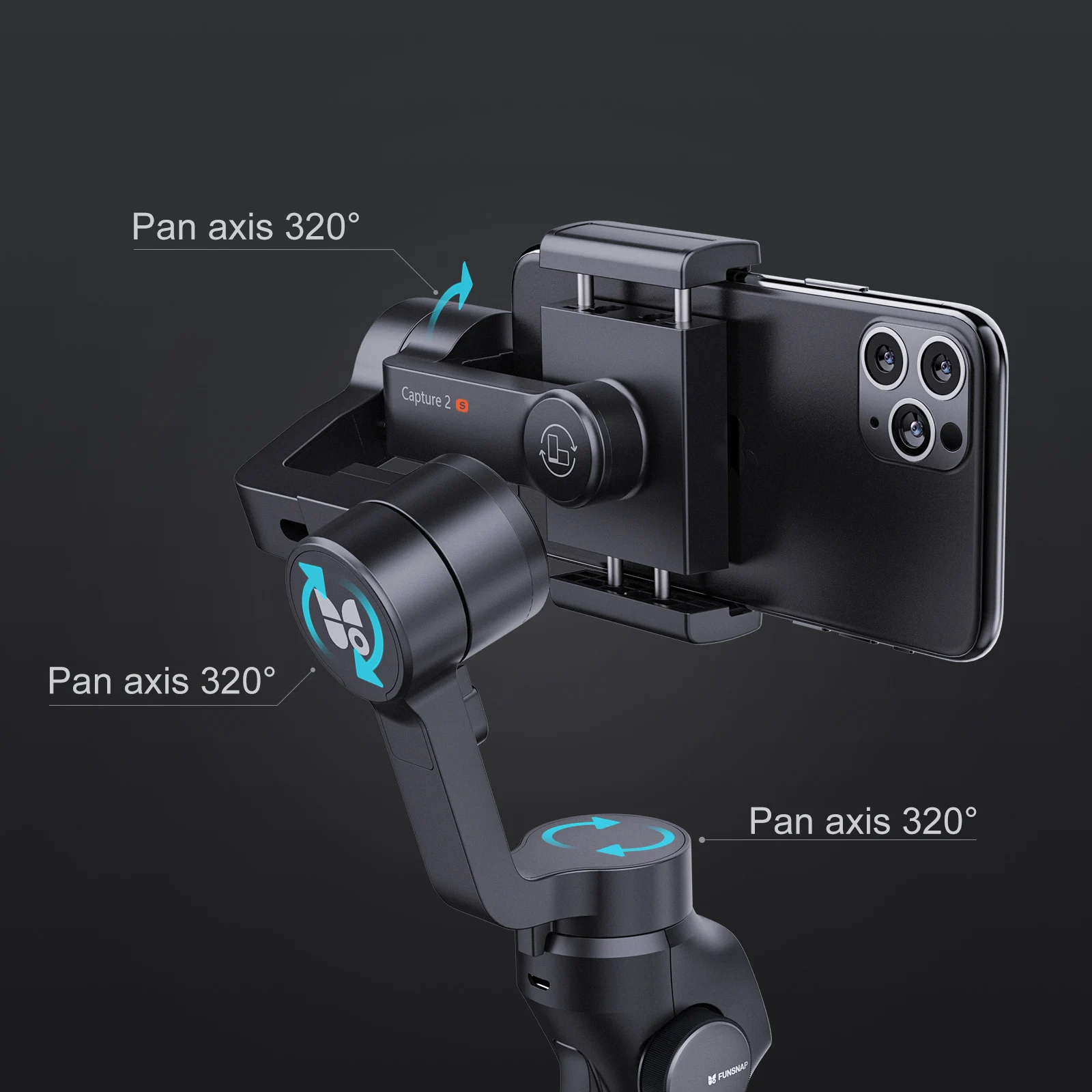 CERASTES Capture2s 3 Trục Gimbal Ổn Định Với Trọng Tâm Bánh Xe Quay Vlog Cho iPhone 13 12 Pro Max Samsung s21 S20 Android