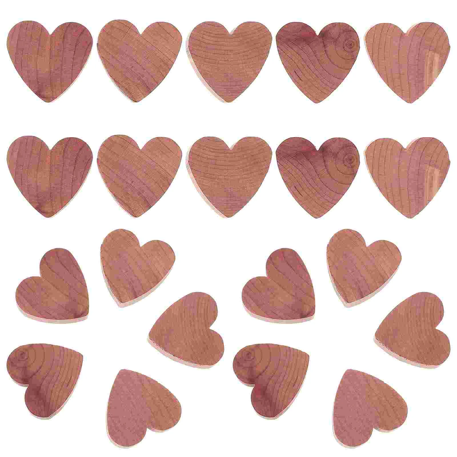 20 Pcs Cedar Wood Blocks Scented Decorate Anti-moth Supplies for Closet Heart Shaped Fragrant Decorative