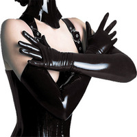 Silver Sexy Stretch PU Leather Skinny Long Glove Punk Rock HipHop Jazz Disco Dance Glove Shiny Metallic Mitten Cosplay Accessory