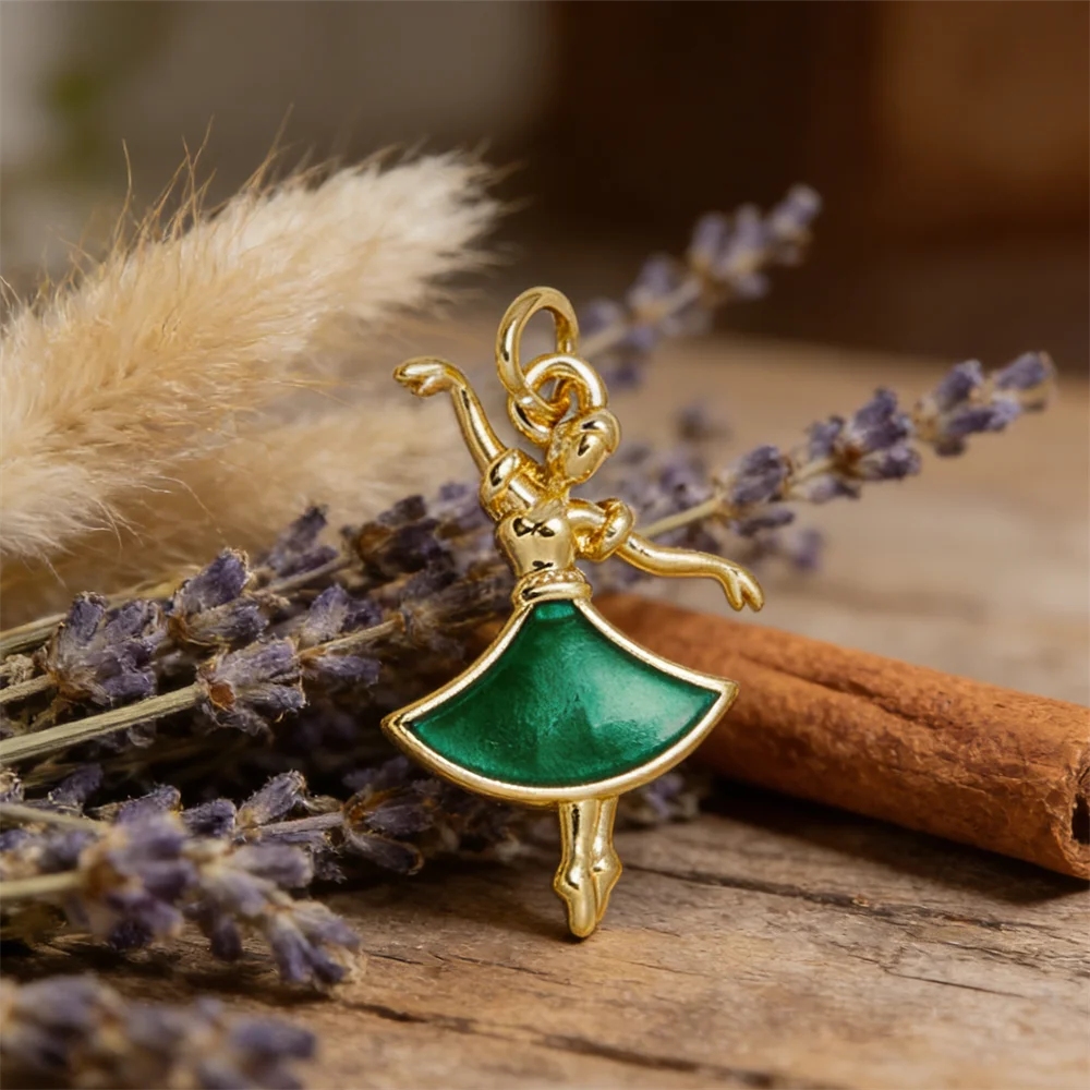 

4Pcs Pendants Elegant Brass Enamel Ballerina Charm for DIY Jewelry Necklace Bracelet Accessories Fashion Ornaments for Women Men