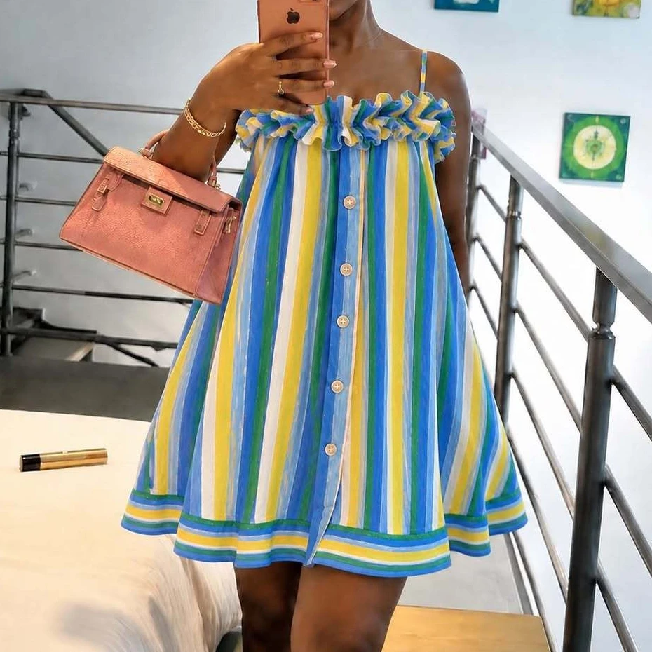 Kurzes Kleid Damenkleider A-Linie Vestidos Y2k Streetwear Gestreift Ärmellos Lässig Strand Elegant Patchwork Party Nacht Arbeit 2026