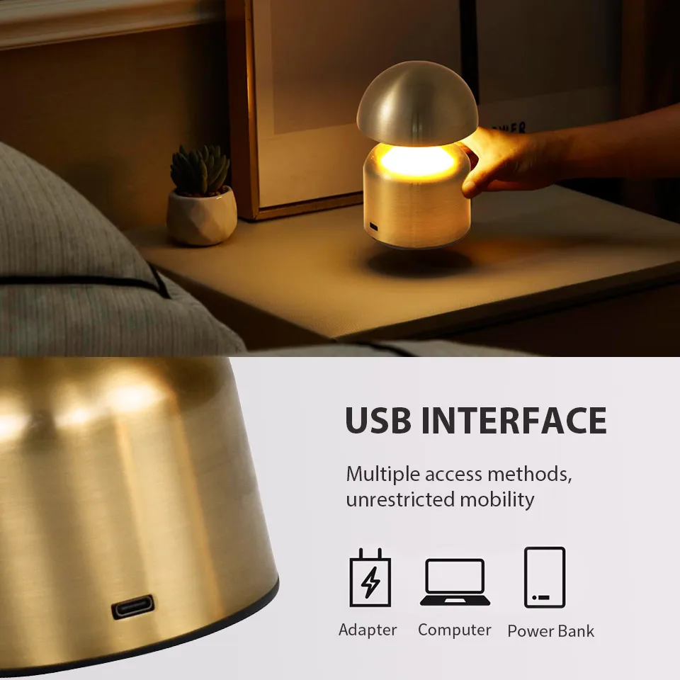 LED Table Lamps USB Rechargeable Touch Dimming Night Light 3 Color Cordless Atmosphere Bedroom Bedside Reading Lamps Decor Light