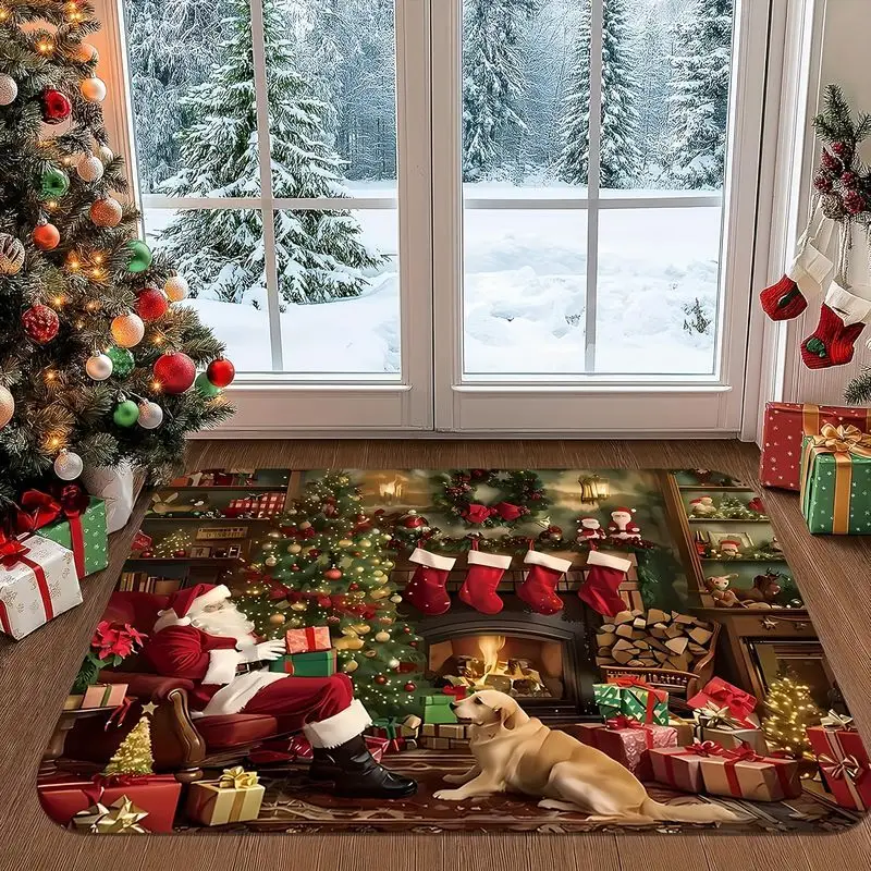 VIKAMA Santa Claus Floor Mat Merry Christmas Happy New Year Door Mat Large Area Rugs Rug For Bedroom Carpet For Living Room Home - view 3