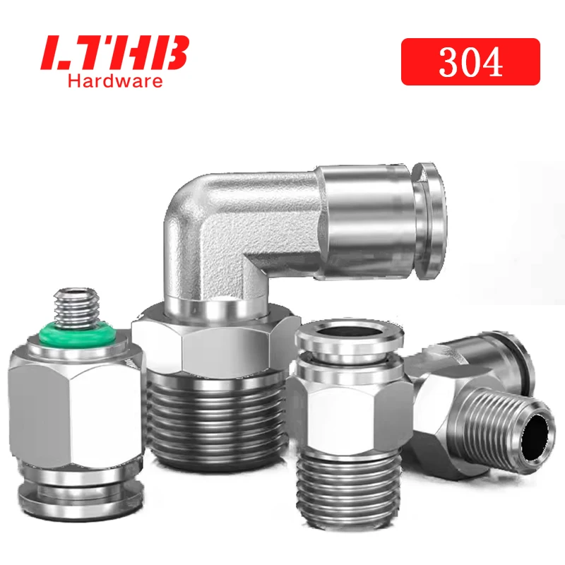 304 Stainless Steel Pneumatic Air Fittings PC PL PCF Quick Coupling Male/female Thread PT M5 /8 1/4 1/2  Air Hose Connector