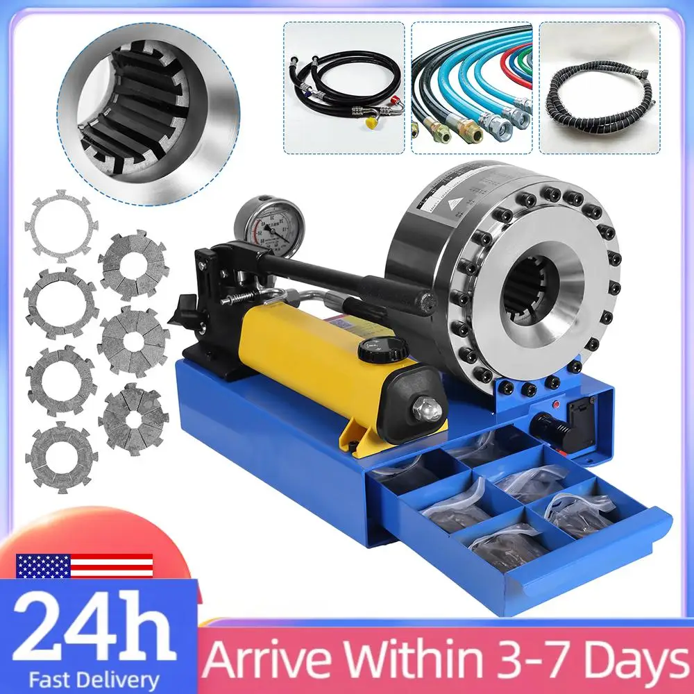 Hydraulic Hose Crimper with 7 Sets Crimping Tool Handheld Manual Crimping Machine for Automotive Industrial & Plumbing Pipes