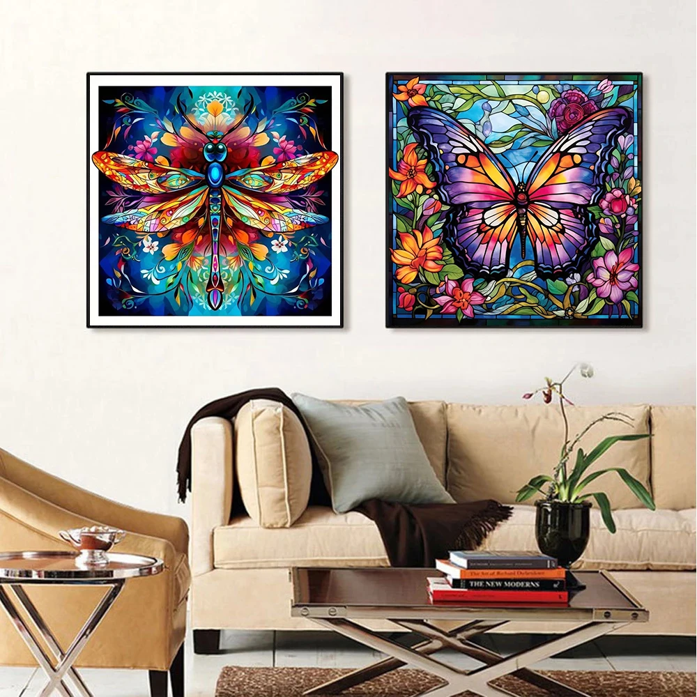 5D DIY Diamond Painting Insects Dragonflies And Butterflies Full Drills Mosaic Embroidery Cross Stitch Poster Home Decor