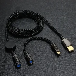 Metalowa rodzaj USB-C 7N pojedyncza miedziane z kryształami 8-nitkowa posrebrzana kabel do ładowania danych do klawiatury mechanicznej kabel wtyczka lotnicza