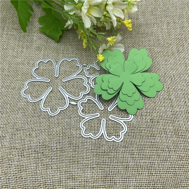 3-piece Flower Metal cutting dies  mold Round hole label tag Scrapbook paper craft knife mould blade punch stencils dies