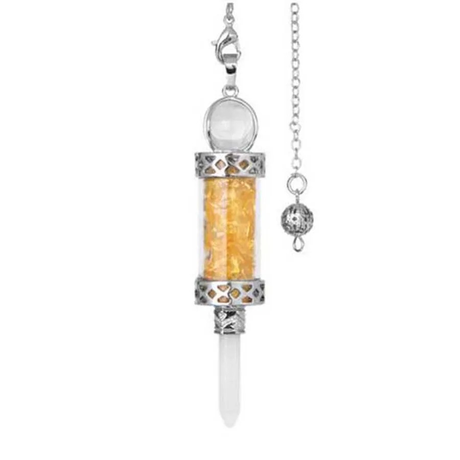 KFT Natural Healing Crystal Pendulum for Divination Dowsing Wishing Bottle Stone Pendant Hexagonal Rock Quartz Pendulum Balanced